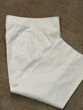 Talbots Wide Ankle Heritage Twill Pant, White, Size 8P 8 Petite, NWOT